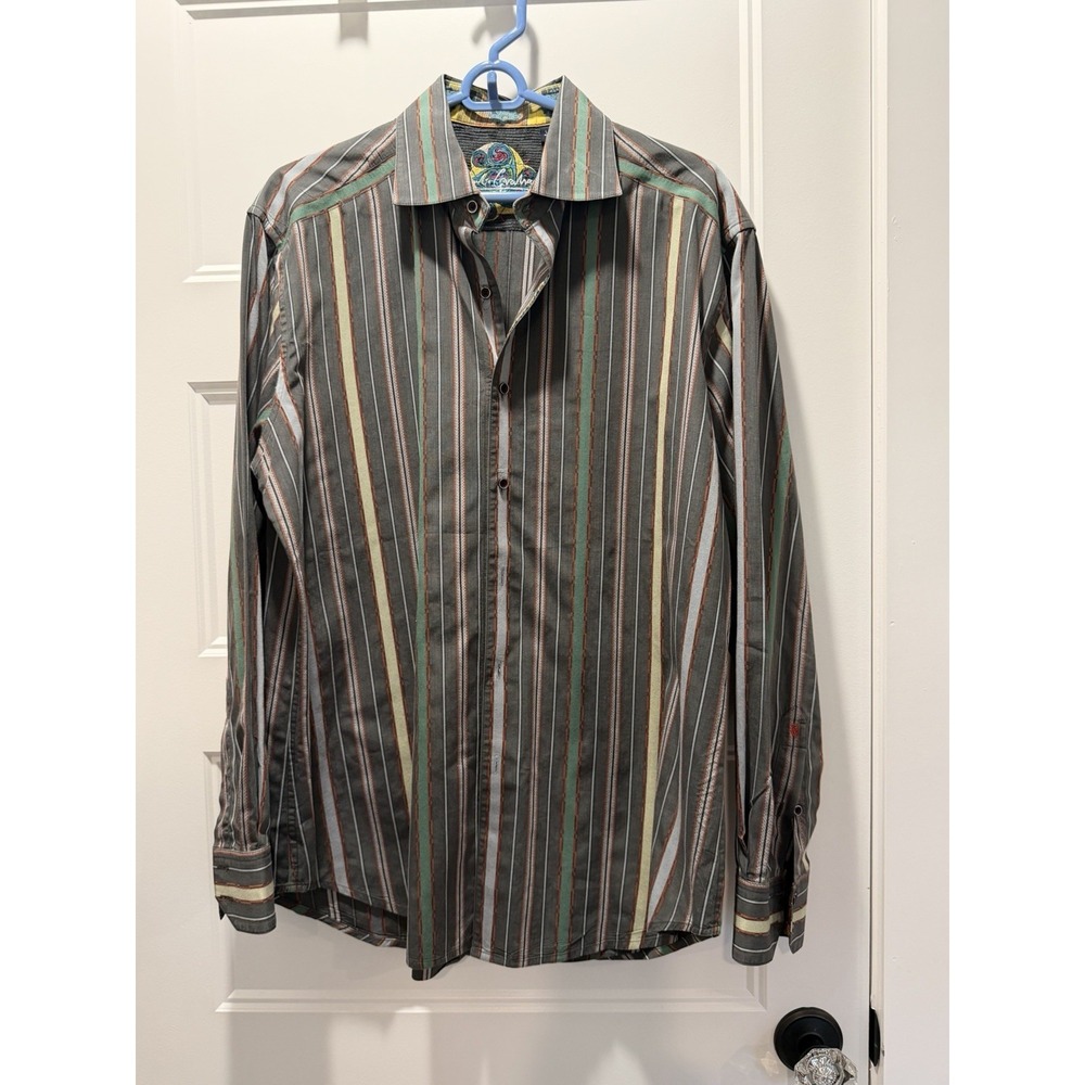 Robert Graham Men's Large L/S Button down Shirt Multicolor Stripe